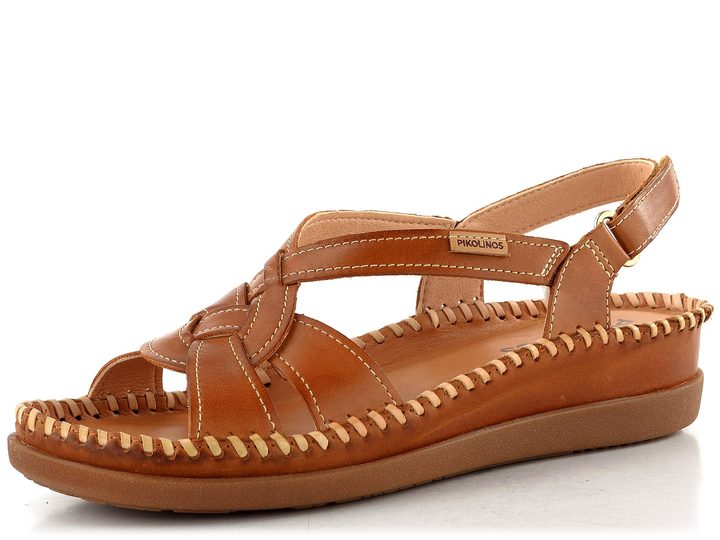 Pikolinos sandály s proplétanými  pásky Cadaques brandy W8K-1839