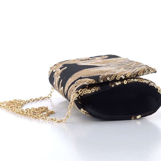 Bulaggi černé společenské psaníčko s flitry Flower gold BU-32690