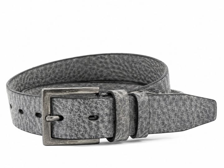 Šedý kožený opasok 38 mm