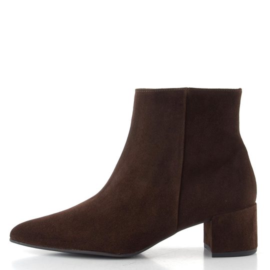 Högl elegantní semišový kotník na podpatku chocplum 2-104702-2100