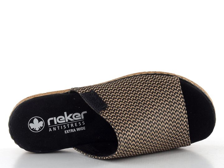 Rieker šľapky so širokým pásikom Schwarz-Natur 62768-90