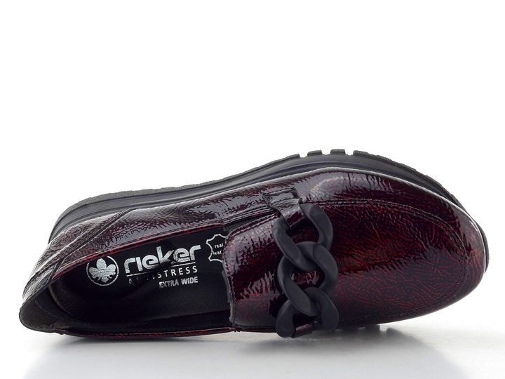 Rieker lakované mokasíny bordeaux/black 49051-35