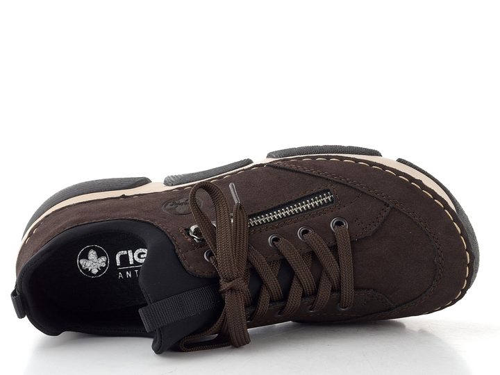 Rieker šněrovací polobotky s pružným lemem nougat/schwarz 45973-25