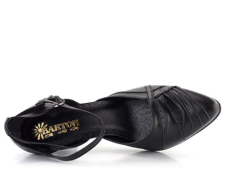 Barton lodičky kožené černé s páskem kolem nohy 3515-1
