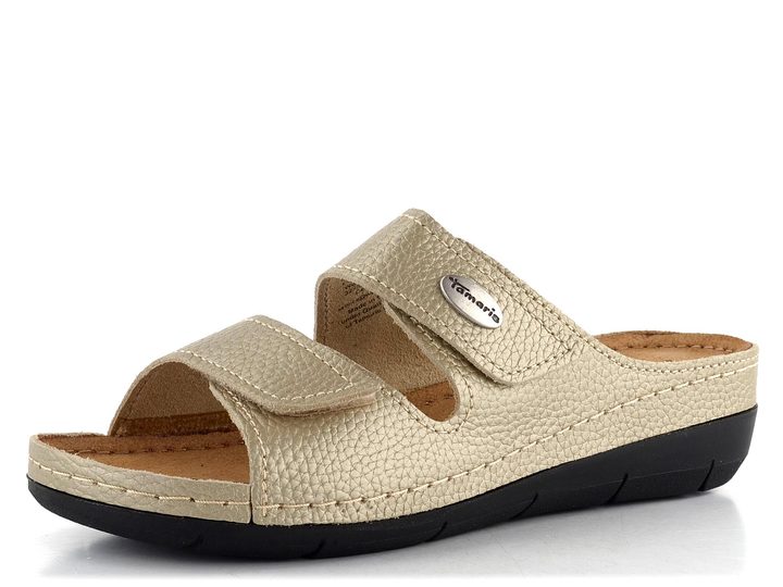 Tamaris fuzbetové pantofle metalické Light Gold 1-27510-41