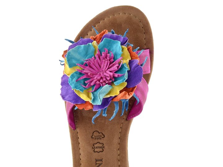 Lazamani pantofle se střapatou květinou Zinnia fuxia LA33765