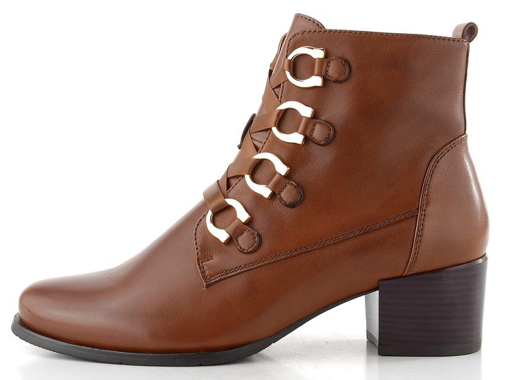 Regarde šněrovací kotník na podpatku Jolene-30 cuoio