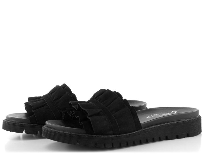 Ara dámske šľapky Kent-Sport riasené čierne 12-28121-01