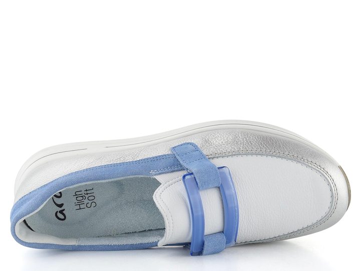 Ara širší prozouvací polobotky Osaka Silber/Weiss/Azzuro 12-24822-06