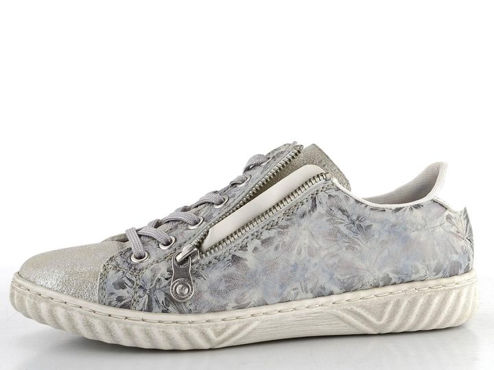 Rieker poltopánky so zipsom metalické šedé N0900-90