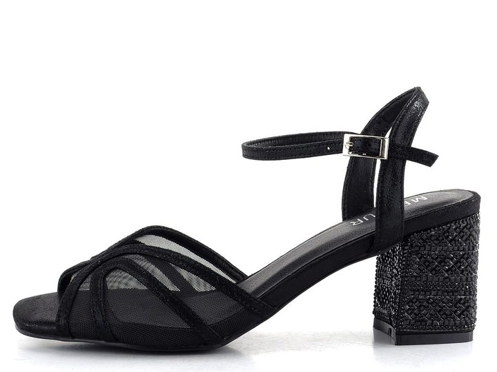 Menbur společenské sandály se zdobeným podpatkem Negro 25796