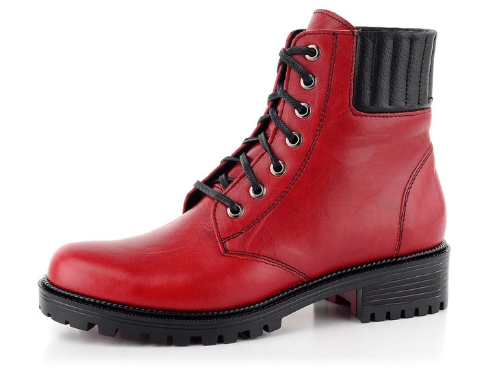 Barton členkové topánky vyššie zateplené červené 10420