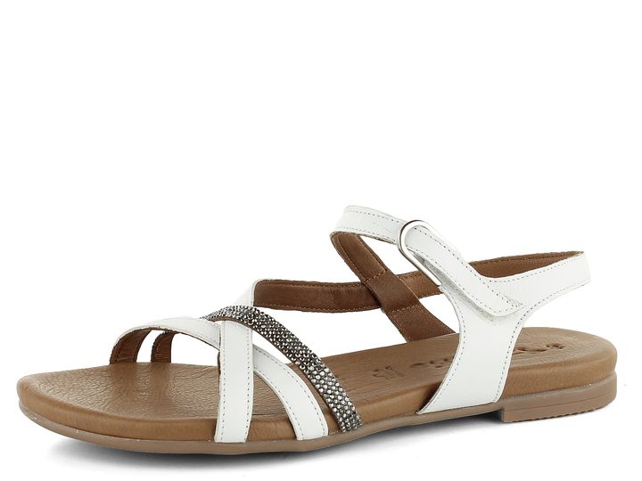 Tamaris sandály bílé s metalickým páskem 1-28120-22