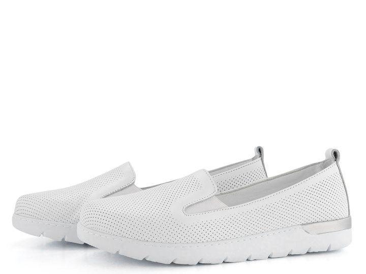 Looke kožené perforované mokasíny/slip-on Celie White L1052_03