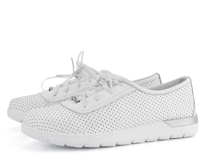 Looke kožené perforované polobotky Leonore White L1051_03