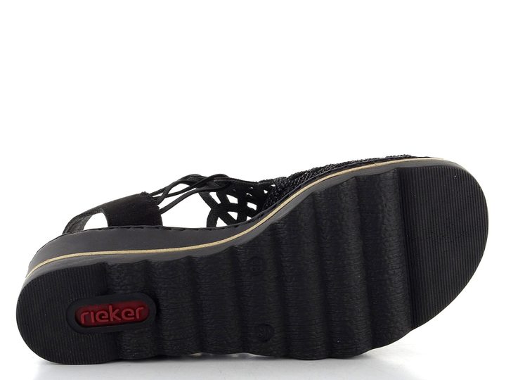 Rieker sandály s klínkem černé 67465-00