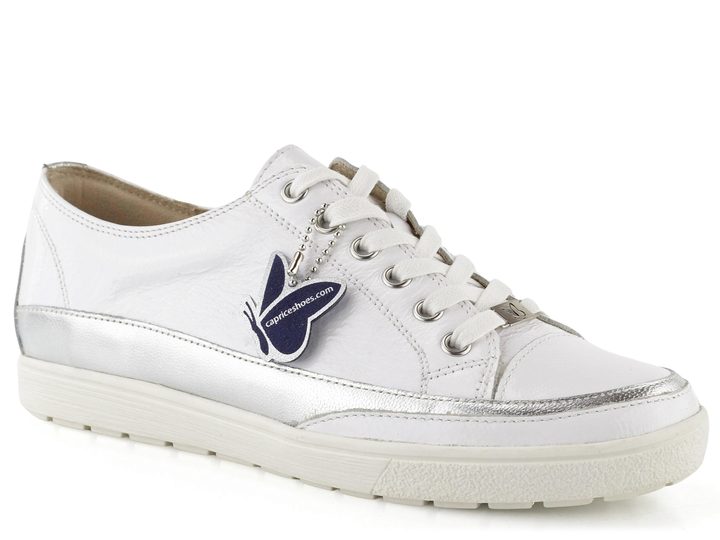 Caprice bílé kožené polobotky 9-23654-20