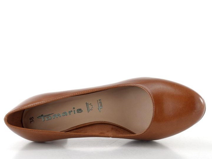 Tamaris kožené hladké lodičky Cognac 1-22410-41