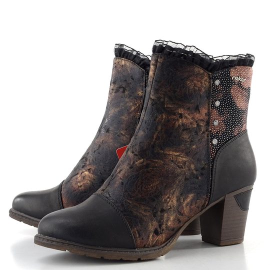 Rieker kotník na podpatku schwarz/antique-spark/schwarz-antik 96064-90