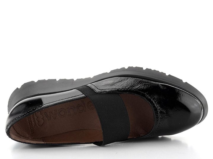 Wonders lakované slip-on polobotky na klínku Negro C-7311