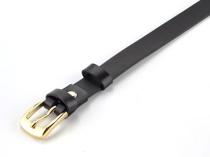 Dámský kožený opasek černý se sponou ve zlaté barvě 202Z-63