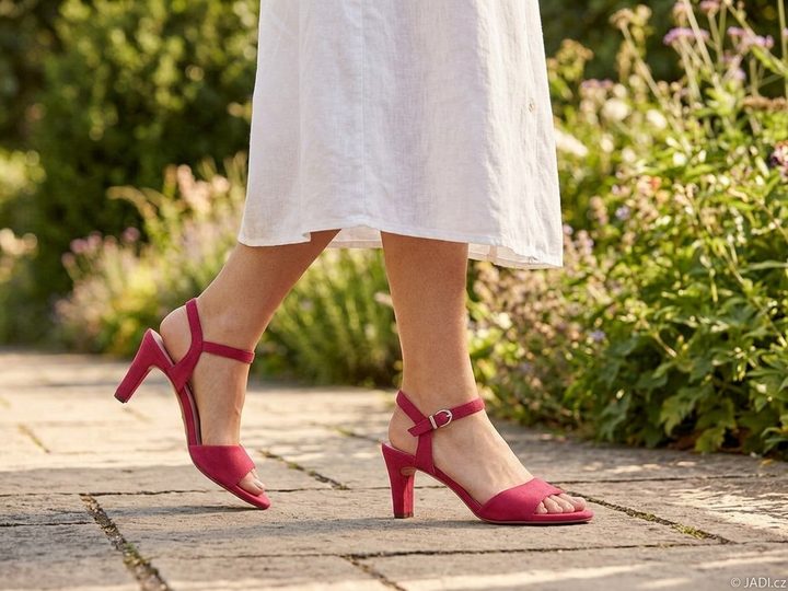 Tamaris sandály na podpatku red 1-28028-42