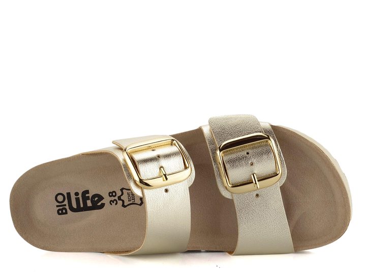 BIO Life pantofle fuzbetové metalické zlaté 2011.Pisa/650