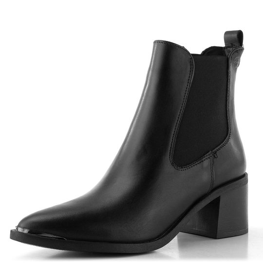 Tamaris chelsea kotník na podpatku black leather 1-25301-45