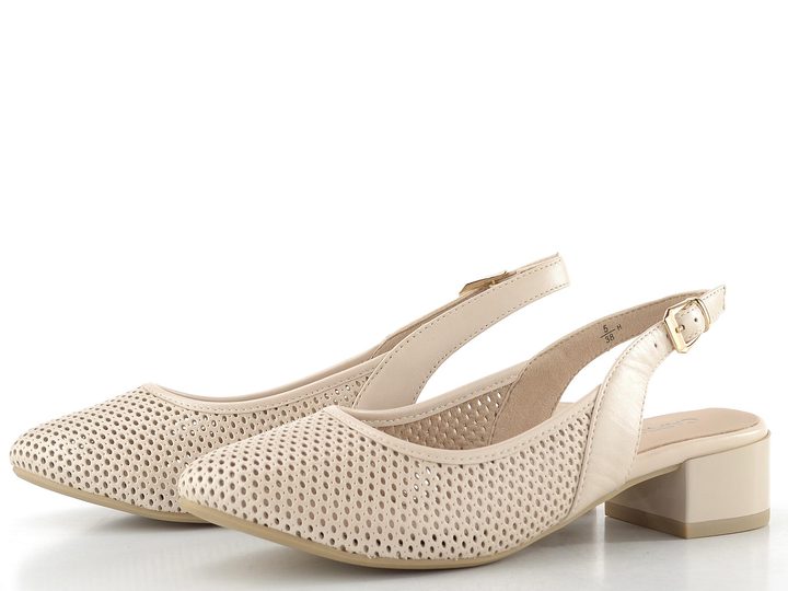 Caprice prodyšné lodičky s volnou patou cream nappa 9-29602-44
