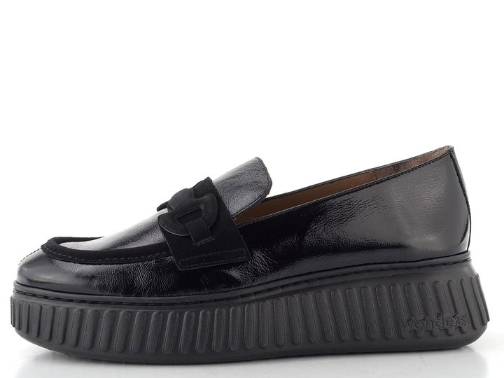 Wonders lakované mokasíny na platformě negro A-5203