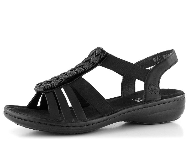 Rieker čierne sandále s prepletaným priehlavkom 60809-00