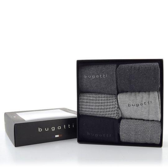 Bugatti pánské ponožky šedé 6pack/box 61109X