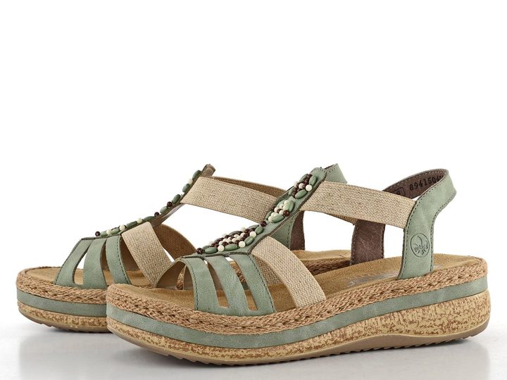 Rieker sandále na platforme zelené V0920-52