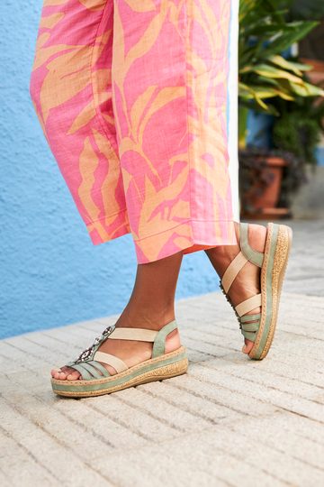 Rieker sandále na platforme zelené V0920-52