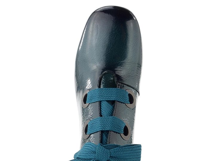 Hispanitas lakovaný šněrovací kotník na podpatku Varsovia teal HI265052