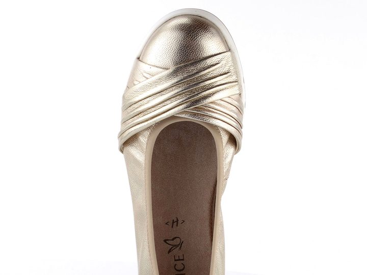 Caprice širší metalické baleríny Platin 9-22118-44