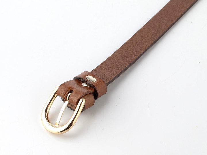 Dámský kožený opasek hnědý se sponou ve zlaté barvě 201Z-48