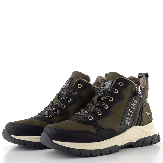 Mustang šněrovací kotník black-khaki 15M0172006