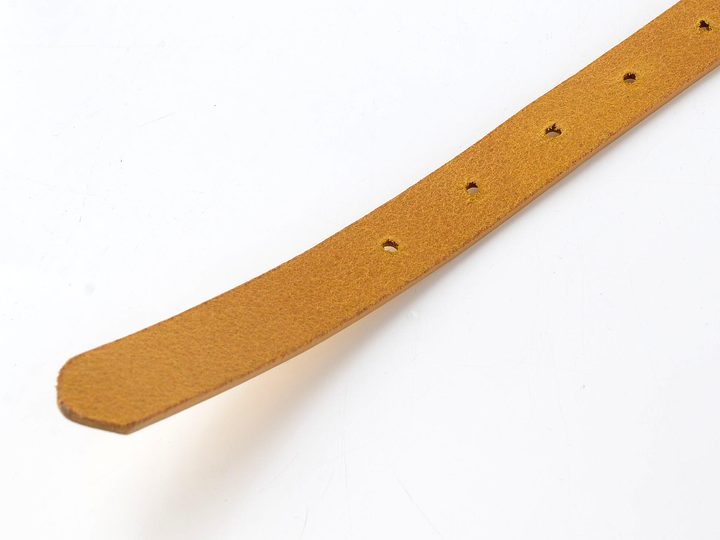 Dámský kožený opasek žlutý se sponou v šedé barvě 175-32