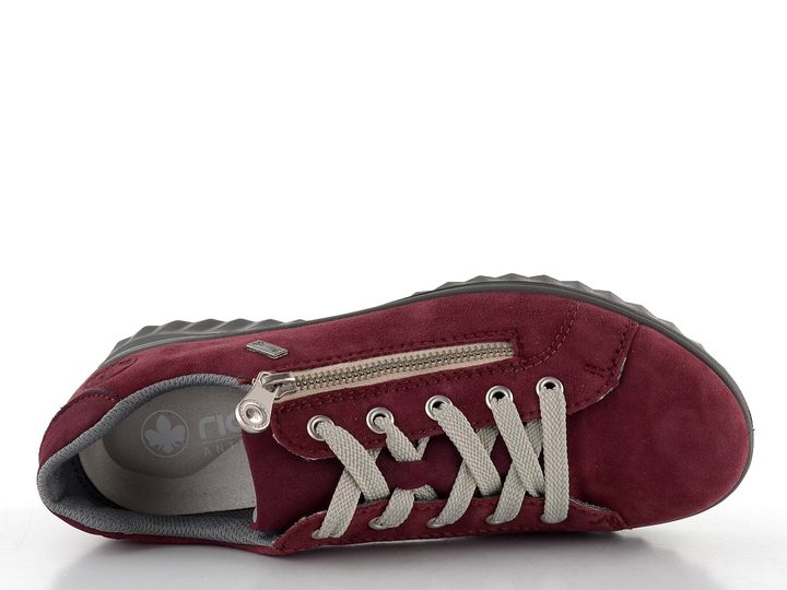 Rieker šnurovacie poltopánky so zipsom a membránou Bordeaux 59000-35