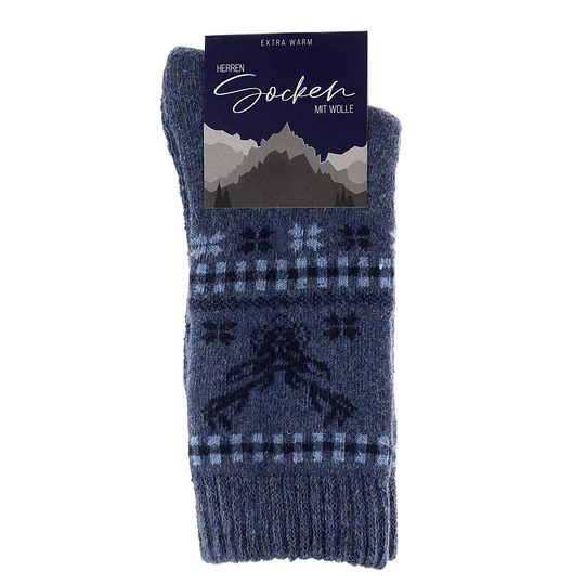 Pánské zimní ponožky s vlnou 2 páry tmavě modré/modré 21456