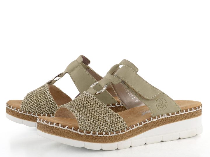 Rieker pantofle na klínku Schilf/Salbei V1243-52