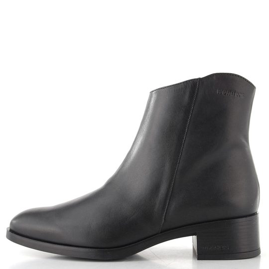 Wonders kožený kotník na nízkém podpatku negro D-1801
