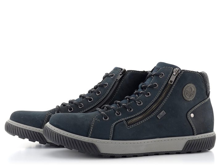 Rieker modrá členková obuv s membránou a postranným zipsom 38920-14