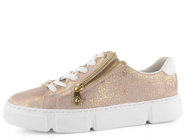 Rieker tenisky so zipsom Rosegold/Weiss N5917-90