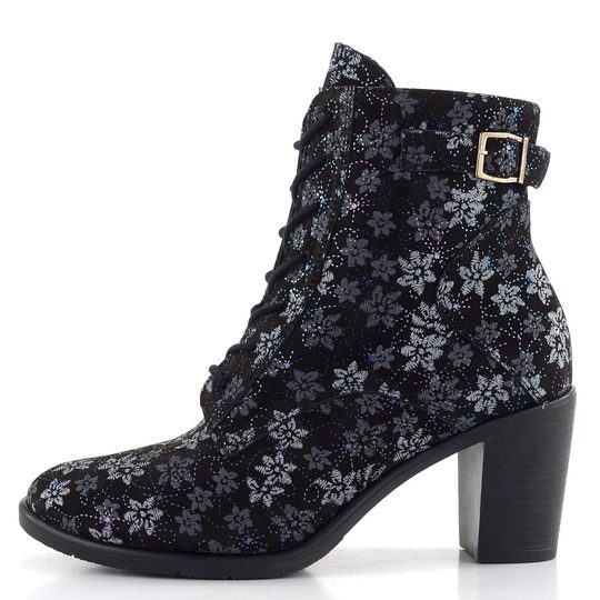 Barton elegantní kotník černý s potiskem 24-2534