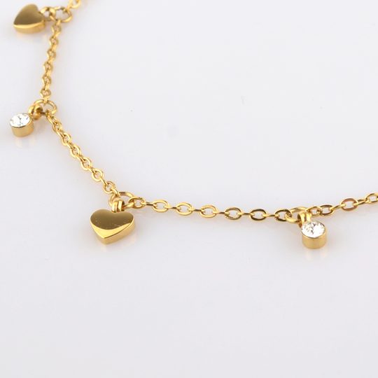 Náramek se srdíčky a krystal kamínky Swarovski zlatá ocel