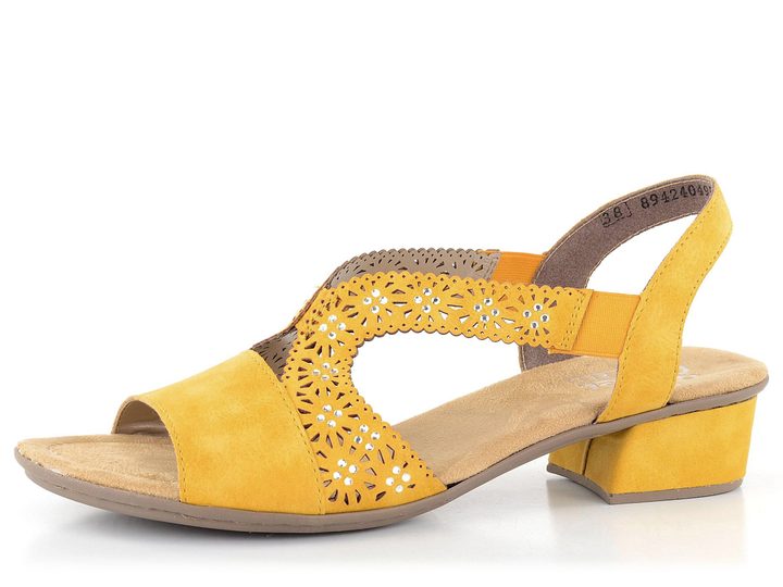 Rieker žlté elegantné sandálky s kamienkami V6216-68