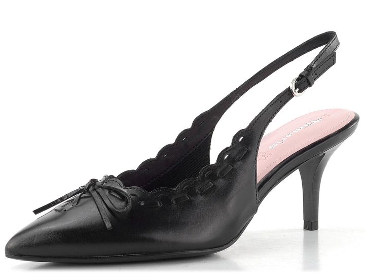 Tamaris kožené lodičky s volnou patou black 1-29602-46