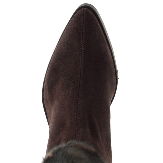 Wonders kotník na podpatku s kožešinkou marron L-1605